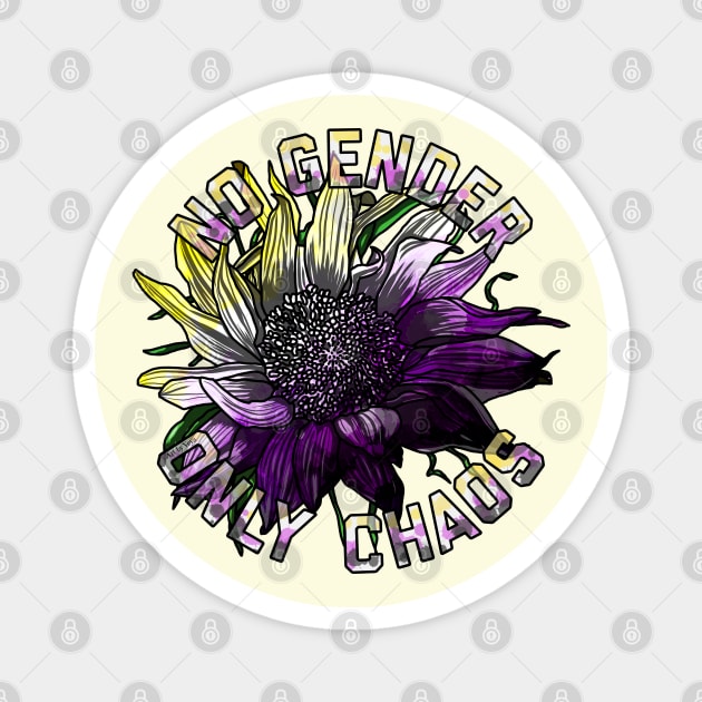 No Gender Only Chaos Sunflower Magnet by Art by Veya